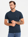 Ombre Clothing Pánské bavlněné tričko v barvách trikolory - bílá a tmavě modrá V3 OM-TSCT-0174 Ombre Clothing
