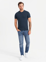 Ombre Clothing Pánské bavlněné tričko v barvách trikolory - bílá a tmavě modrá V3 OM-TSCT-0174 Ombre Clothing