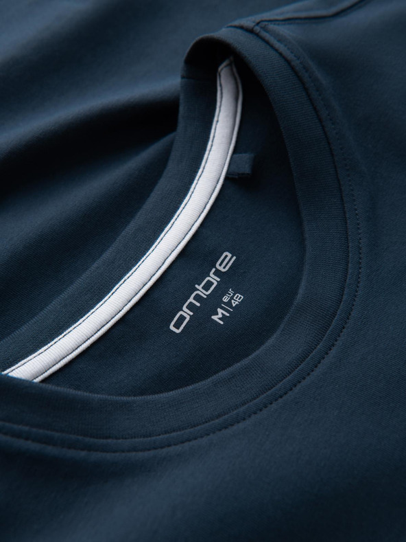 Ombre Clothing Pánské bavlněné tričko v barvách trikolory - bílá a tmavě modrá V3 OM-TSCT-0174 Ombre Clothing