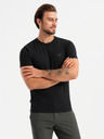 Ombre Clothing Pánské bavlněné tričko v barvách trikolory - bílá a tmavě modrá V3 OM-TSCT-0174 Ombre Clothing