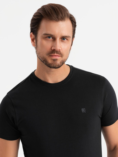 Ombre Clothing Pánské bavlněné tričko v barvách trikolory - bílá a tmavě modrá V3 OM-TSCT-0174 Ombre Clothing