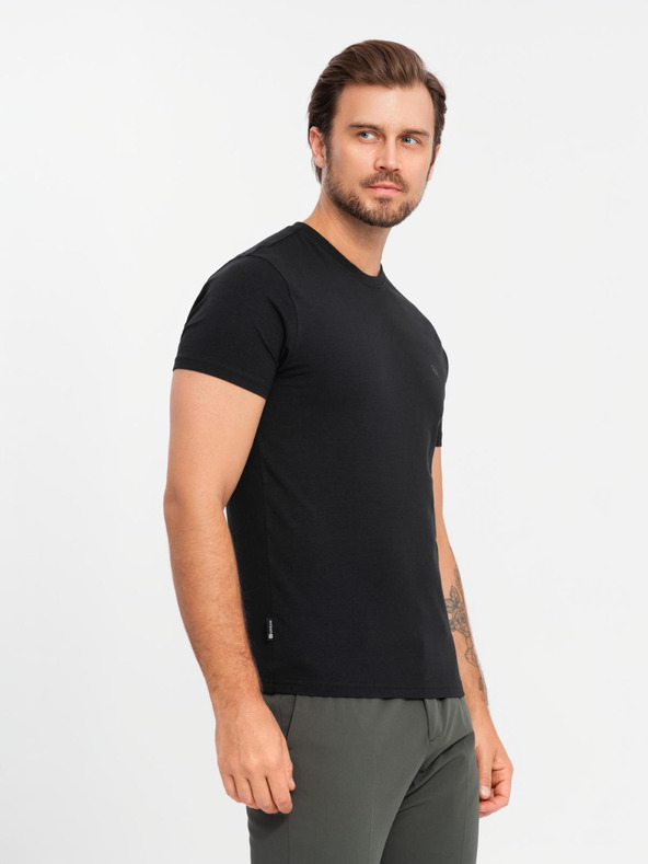 Ombre Clothing Pánské bavlněné tričko v barvách trikolory - bílá a tmavě modrá V3 OM-TSCT-0174 Ombre Clothing