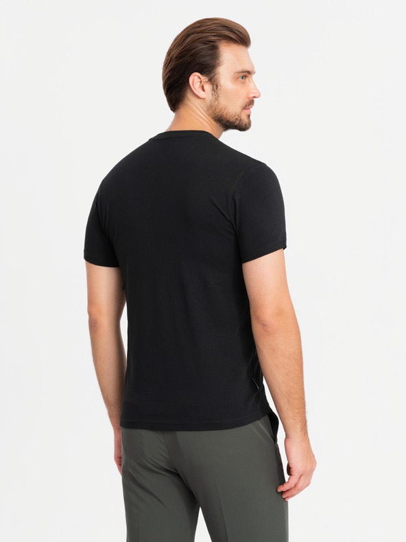 Ombre Clothing Pánské bavlněné tričko v barvách trikolory - bílá a tmavě modrá V3 OM-TSCT-0174 Ombre Clothing