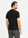 Ombre Clothing Pánské bavlněné tričko v barvách trikolory - bílá a tmavě modrá V3 OM-TSCT-0174 Ombre Clothing