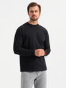 Ombre Clothing Pánské bavlněné tričko LOOSE FIT s dlouhým rukávem a kulatým výstřihem - černé V1 OM-LSBC-0129 Ombre Clothing