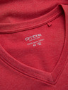 Ombre Clothing Pánské klasické bavlněné tričko BASIC s výstřihem - červený melír V17 OM-TSBS-0145 Ombre Clothing