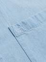 Ombre Clothing Pánská džínová košile s vyšívanou kapsou - světle modrá Ombre Clothing