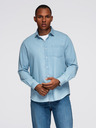 Ombre Clothing Pánská džínová košile s vyšívanou kapsou - světle modrá Ombre Clothing