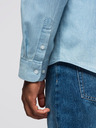 Ombre Clothing Pánská džínová košile s vyšívanou kapsou - světle modrá Ombre Clothing