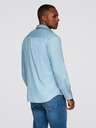 Ombre Clothing Pánská džínová košile s vyšívanou kapsou - světle modrá Ombre Clothing