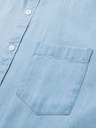 Ombre Clothing Pánská džínová košile s vyšívanou kapsou - světle modrá Ombre Clothing