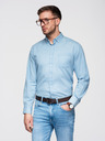 Ombre Clothing Pánská vzorovaná jemná džínová košile s kapsou - světle modrá Ombre Clothing