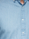 Ombre Clothing Pánská vzorovaná jemná džínová košile s kapsou - světle modrá Ombre Clothing