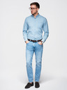 Ombre Clothing Pánská vzorovaná jemná džínová košile s kapsou - světle modrá Ombre Clothing
