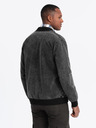 Ombre Clothing Pánská džínová bunda bomber s efektem stone wash - černá V2 OM-JADJ-0163 Ombre Clothing