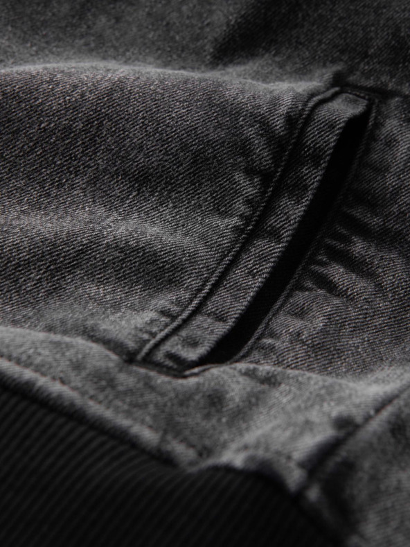 Ombre Clothing Pánská džínová bunda bomber s efektem stone wash - černá V2 OM-JADJ-0163 Ombre Clothing