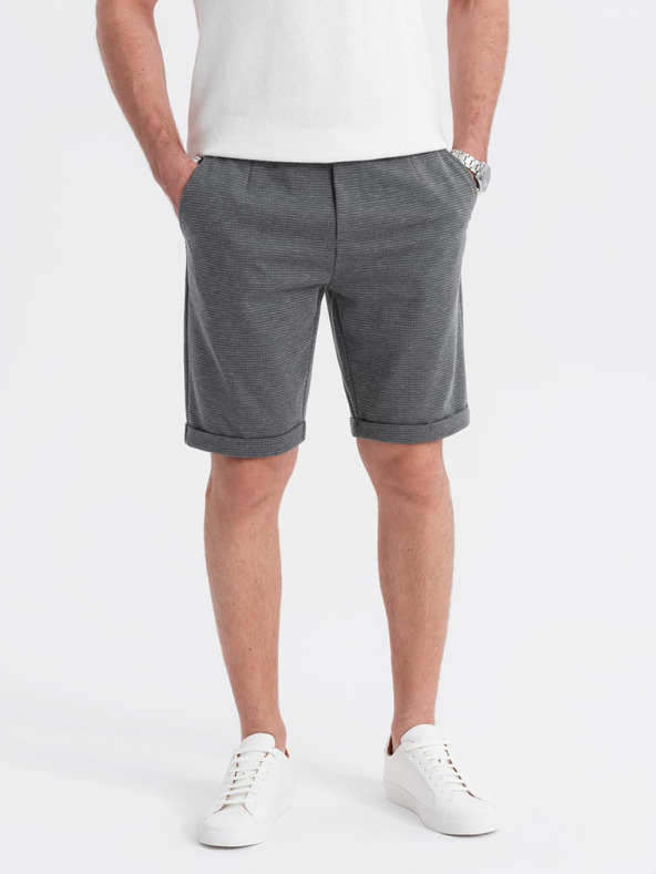Ombre Clothing Pánské strukturované pletené kraťasy s elastickým pasem Ombre Clothing