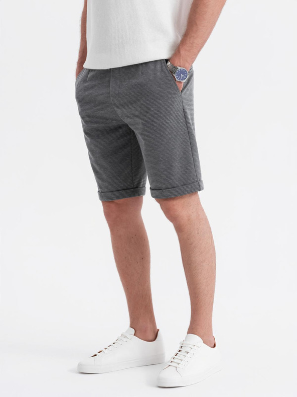 Ombre Clothing Pánské strukturované pletené kraťasy s elastickým pasem Ombre Clothing