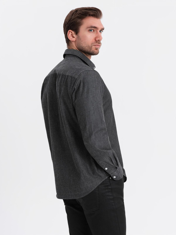 Ombre Clothing Pánská džínová košile s vyšívanou kapsou Ombre Clothing