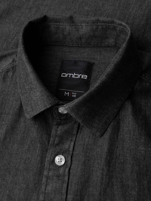 Ombre Clothing Pánská džínová košile s vyšívanou kapsou Ombre Clothing