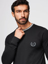 Ombre Clothing Pánské bavlněné tričko s dlouhým rukávem, pruhovaným výstřihem do U a výšivkou Ombre Clothing