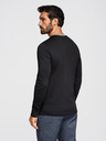 Ombre Clothing Pánské bavlněné tričko s dlouhým rukávem, pruhovaným výstřihem do U a výšivkou Ombre Clothing