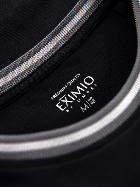 Ombre Clothing Pánské bavlněné tričko s dlouhým rukávem, pruhovaným výstřihem do U a výšivkou Ombre Clothing