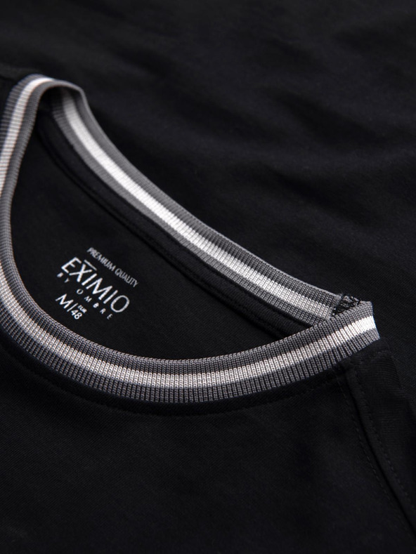 Ombre Clothing Pánské bavlněné tričko s dlouhým rukávem, pruhovaným výstřihem do U a výšivkou Ombre Clothing