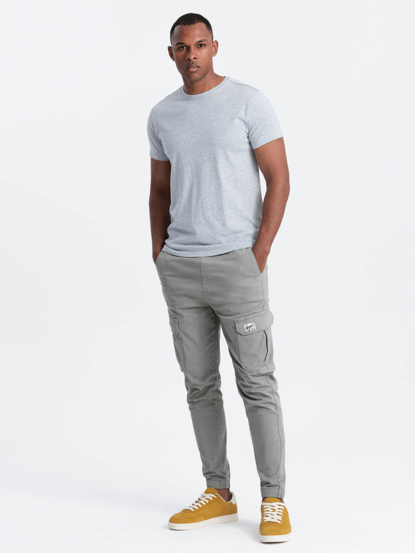 Ombre Clothing Světle šedé pánské basic tričko Ombre Clothing