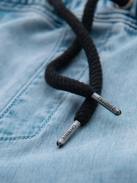 Ombre Clothing Pánské krátké džínové šortky s ozdobným prošíváním - světle modré