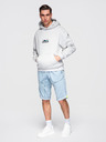 Ombre Clothing Pánské krátké džínové šortky s ozdobným prošíváním - světle modré