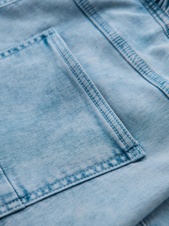 Ombre Clothing Pánské krátké džínové šortky s ozdobným prošíváním - světle modré