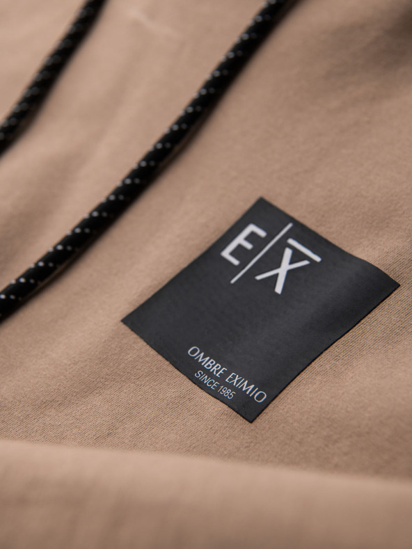 Ombre Clothing Pánská mikina s kapucí + tepláky - hnědá