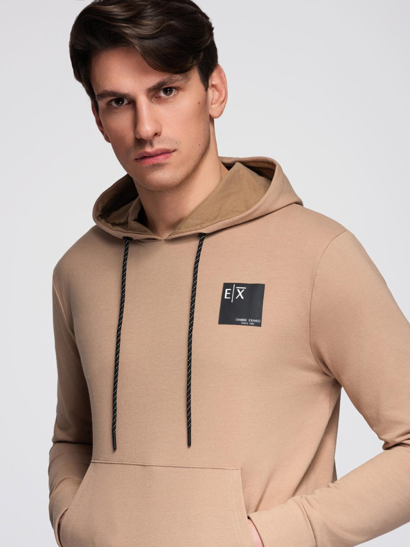 Ombre Clothing Pánská mikina s kapucí + tepláky - hnědá