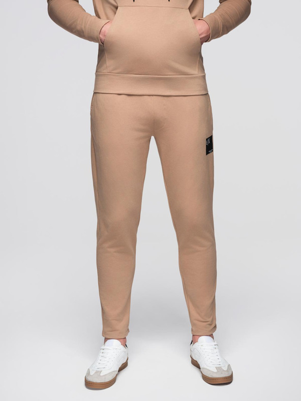 Ombre Clothing Pánská mikina s kapucí + tepláky - hnědá