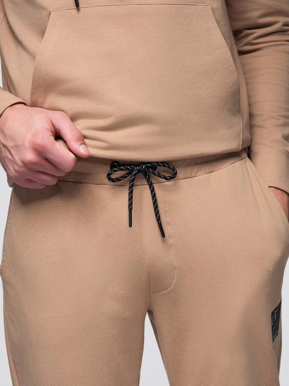 Ombre Clothing Pánská mikina s kapucí + tepláky - hnědá