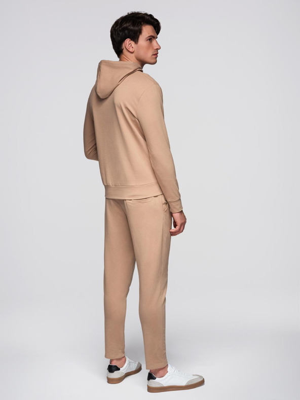 Ombre Clothing Pánská mikina s kapucí + tepláky - hnědá