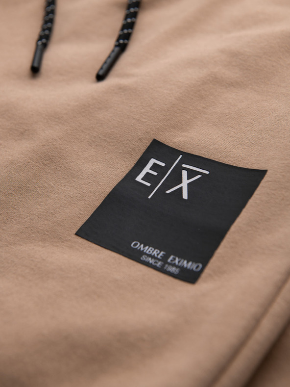 Ombre Clothing Pánská mikina s kapucí + tepláky - hnědá