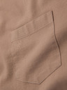 Ombre Clothing Pánská plátěná košile se stojáčkem a kapsou REGULAR FIT - světle hnědá