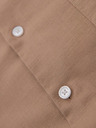 Ombre Clothing Pánská plátěná košile se stojáčkem a kapsou REGULAR FIT - světle hnědá