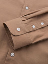 Ombre Clothing Pánská plátěná košile se stojáčkem a kapsou REGULAR FIT - světle hnědá