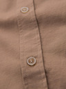 Ombre Clothing Pánská lněná košile s klasickým límcem a kapsami REGULAR FIT - světle hnědá