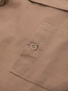 Ombre Clothing Pánská lněná košile s klasickým límcem a kapsami REGULAR FIT - světle hnědá
