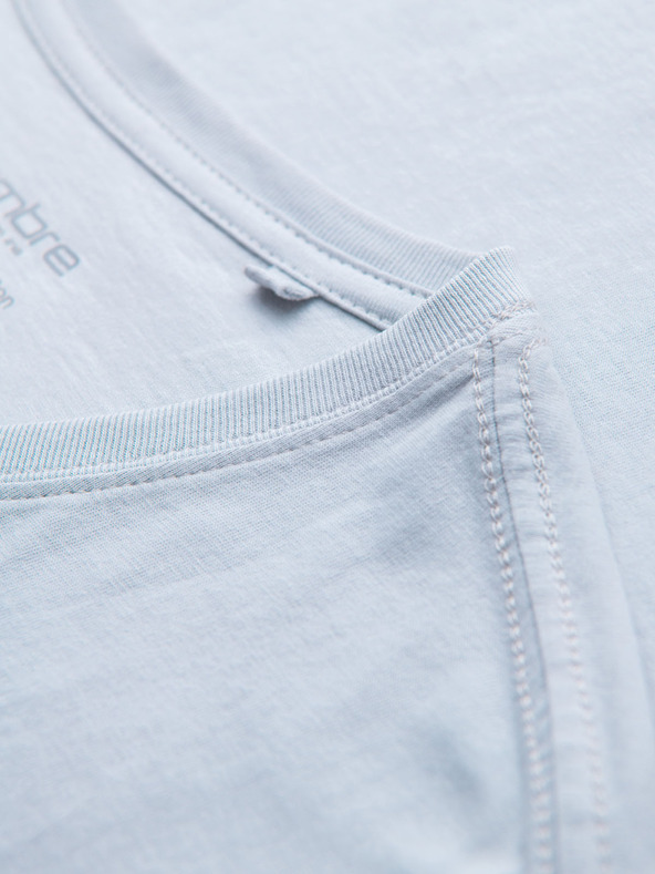 Ombre Clothing Pánské klasické bavlněné tričko BASIC s výstřihem - světle šedé
