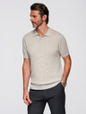 Ombre Clothing Pánské bavlněné polo tričko ze strukturovaného úpletu - béžové