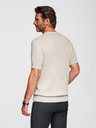 Ombre Clothing Pánské bavlněné polo tričko ze strukturovaného úpletu - béžové