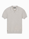 Ombre Clothing Pánské bavlněné polo tričko ze strukturovaného úpletu - béžové