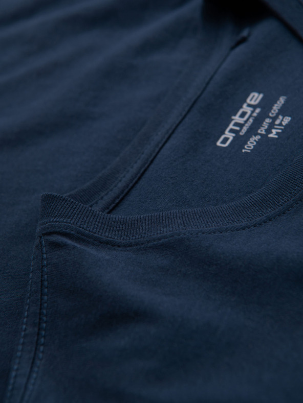 Ombre Clothing Pánské klasické bavlněné tričko BASIC - tmavě modré