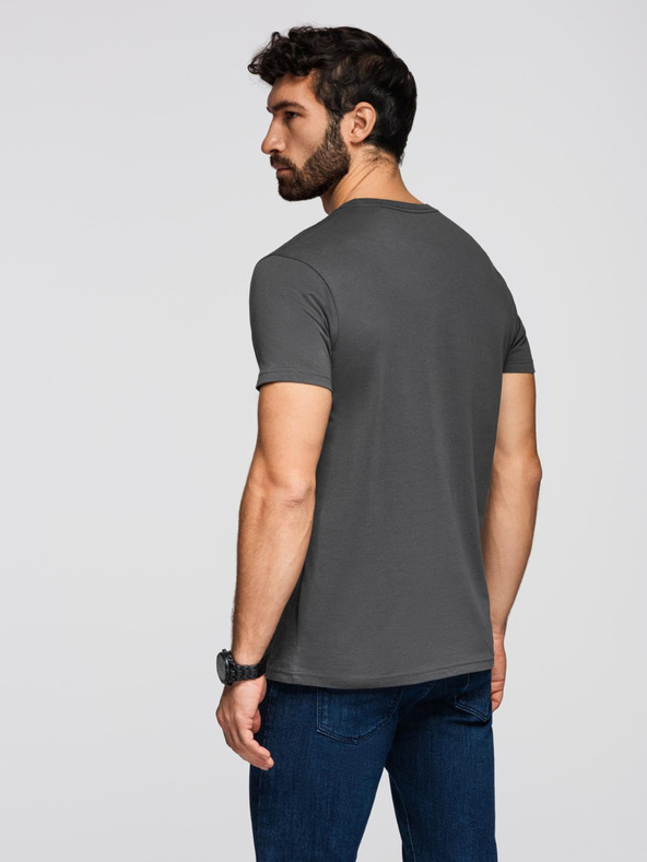 Ombre Clothing Pánské klasické bavlněné tričko BASIC -šedé