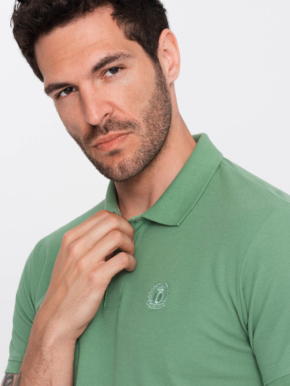 Ombre Clothing Zelené pánské basic polo tričko Ombre Clothing